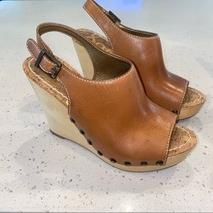 Sam Edelman Brown Leather Wedges Size 6.5